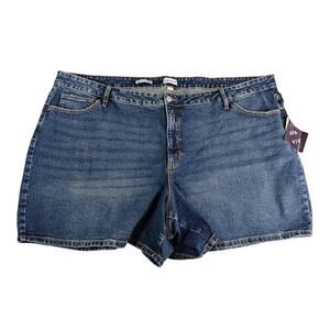 Ava & Viv Shorts Womens 30 Blue Denim High Rise Relaxed Bermuda Dark Wash NWT